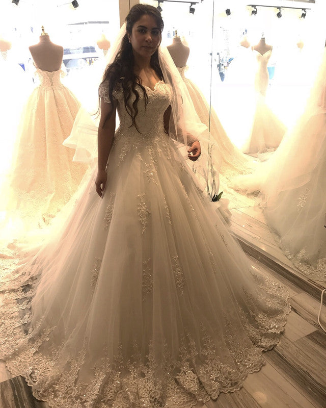 Off The Shoulder Wedding Dress Lace Edge