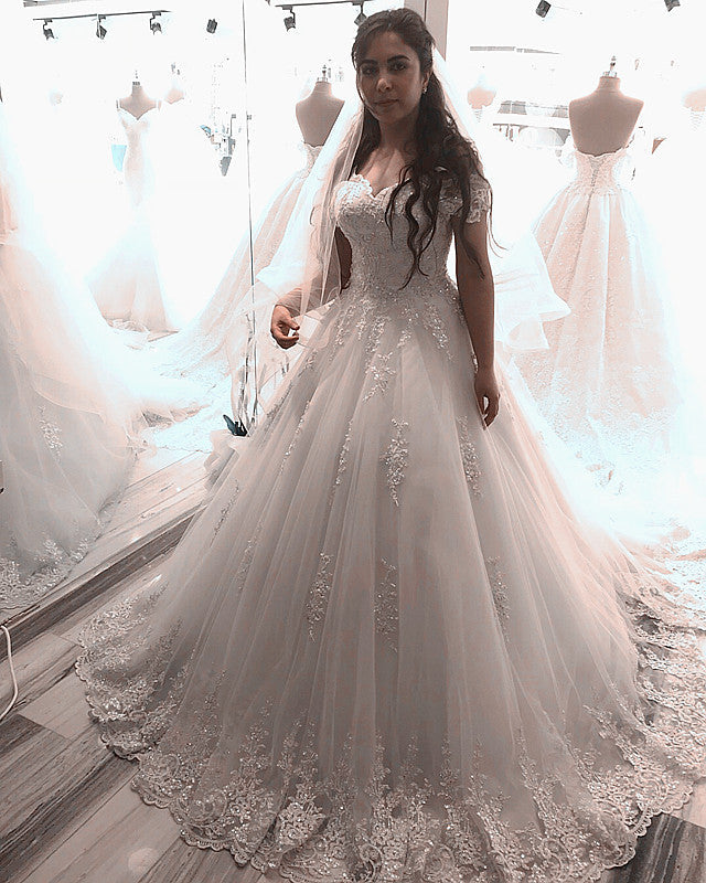 Off The Shoulder Wedding Dress Lace Edge