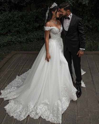 Mermaid Wedding Dress Off The Shoulder Lace Embroidery