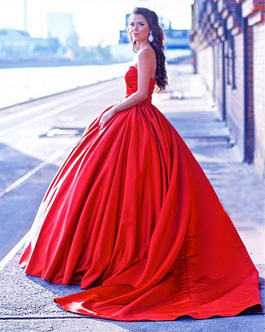 Sweetheart Corset Wedding Dress Satin Ball Gown
