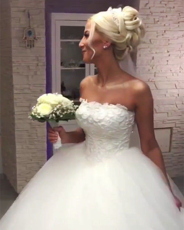 Strapless Wedding Dress Ball Gown Emboridery Beaded