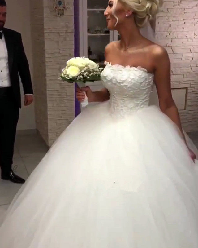 Strapless Wedding Dress Ball Gown Emboridery Beaded