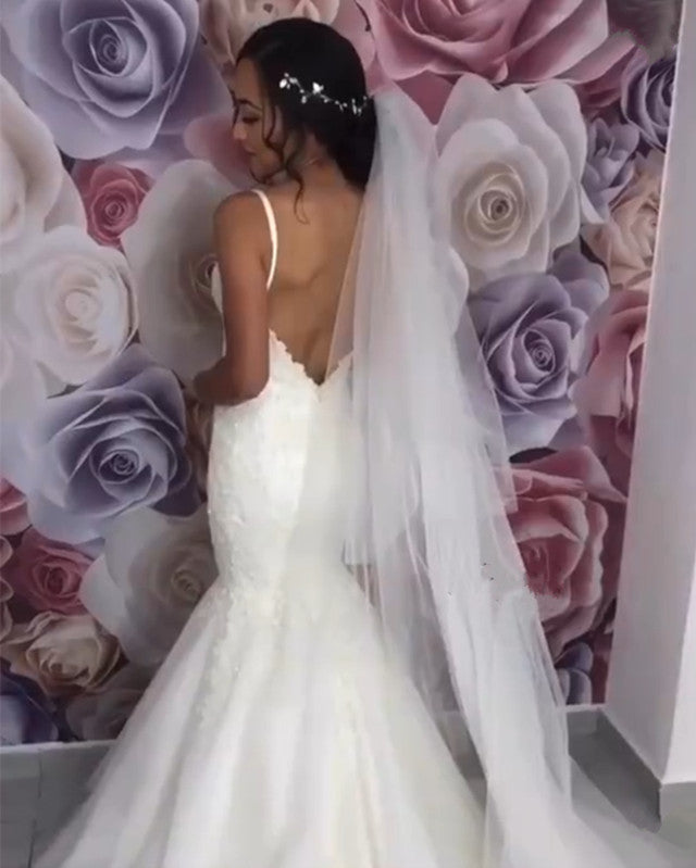 Sweetheart Appliques Mermaid Wedding Dresses With Straps
