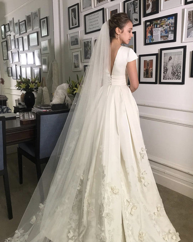 Satin Empire Wedding Dress With Pockets