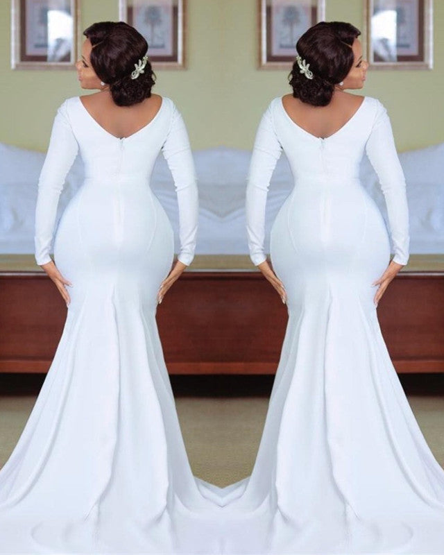 Plus Size Mermaid Wedding Dress Long Sleeves