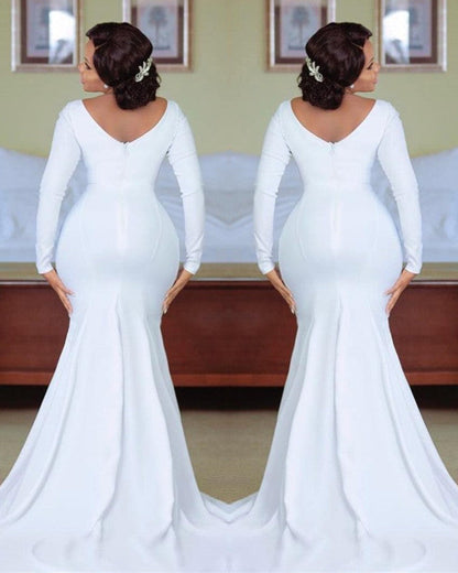 Plus Size Mermaid Wedding Dress Long Sleeves