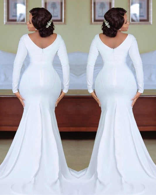 Plus Size Mermaid Wedding Dress Long Sleeves