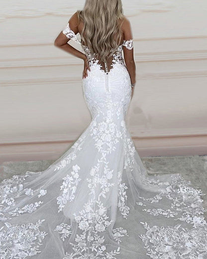 Elegant Lace Mermaid Wedding Dress Off Shoulder