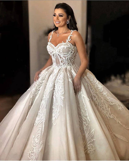 Luxury Embroidery Sweetheart Corset Wedding Dress Ball Gown