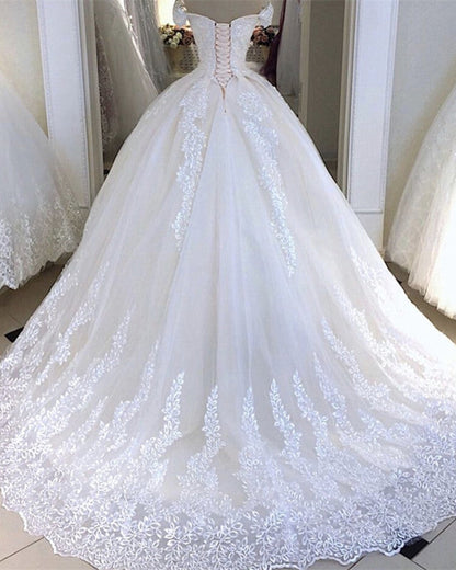 Vintage Lace Wedding Dress Ball Gown Off The Shoulder