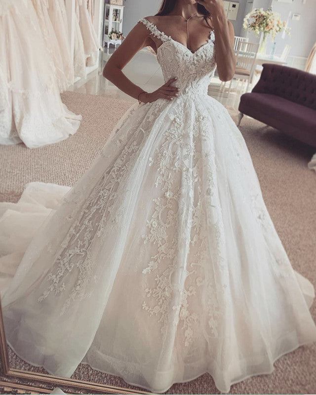 Elegant Wedding Dress Ball Gown Lace Sweetheart Off The Shoulder