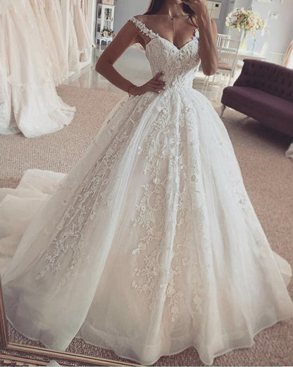 Elegant Wedding Dress Ball Gown Lace Sweetheart Off The Shoulder