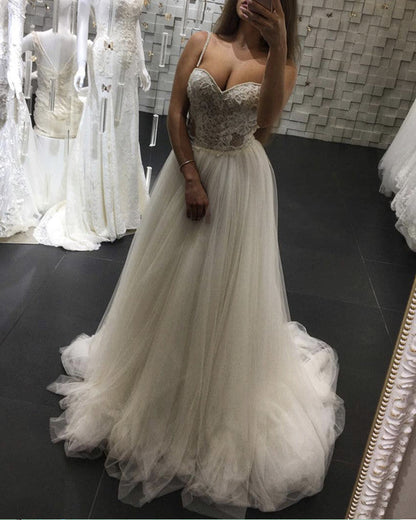 Tulle Sweetheart Embroidery Wedding Dress Rustic Style