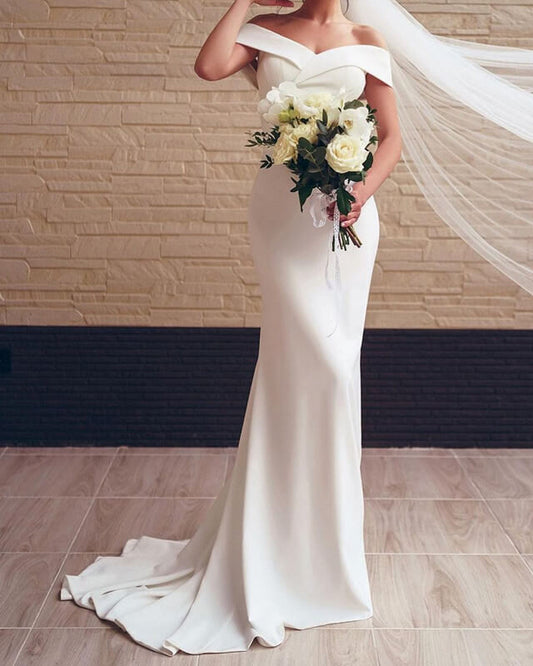 Mermaid Off The Shoulder Wedding Dress Satin