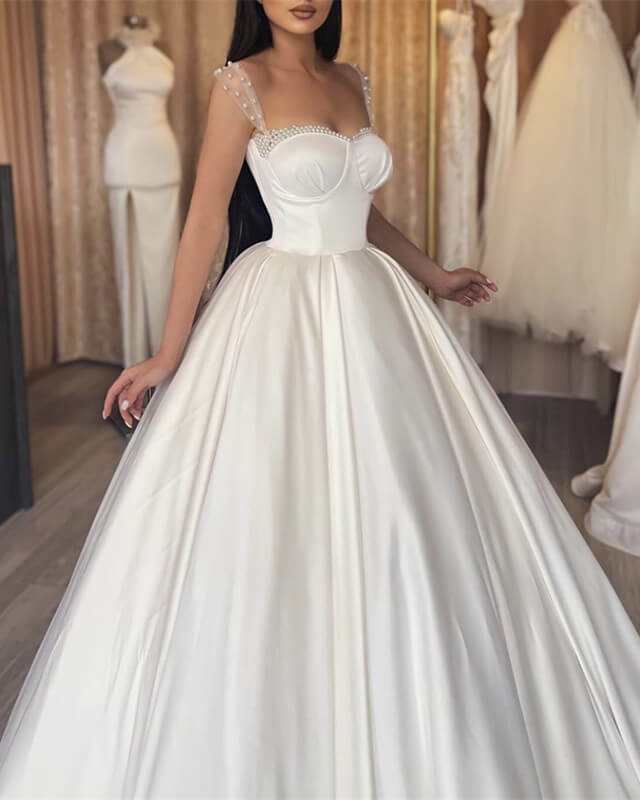 Ball Gown Princess Corset Satin Wedding Dress