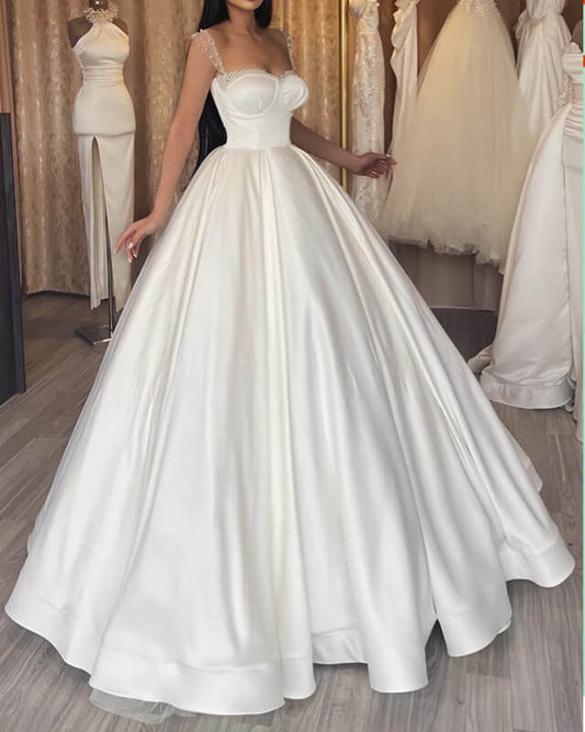Ball Gown Princess Corset Satin Wedding Dress