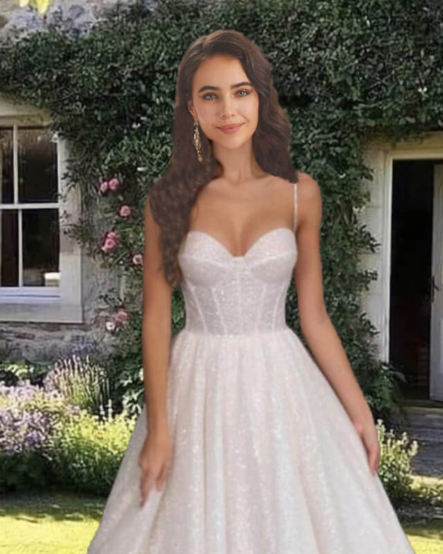 Princess Sparkly Midi Corset Wedding Dress