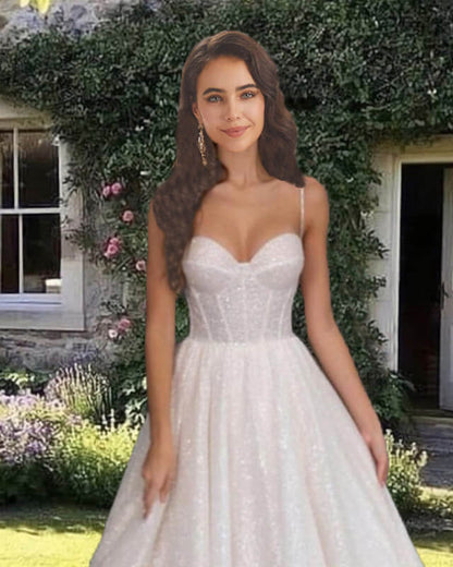 Princess Sparkly Midi Corset Wedding Dress