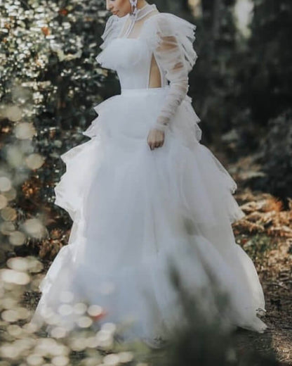 White Tulle Fairycore Wedding Dress