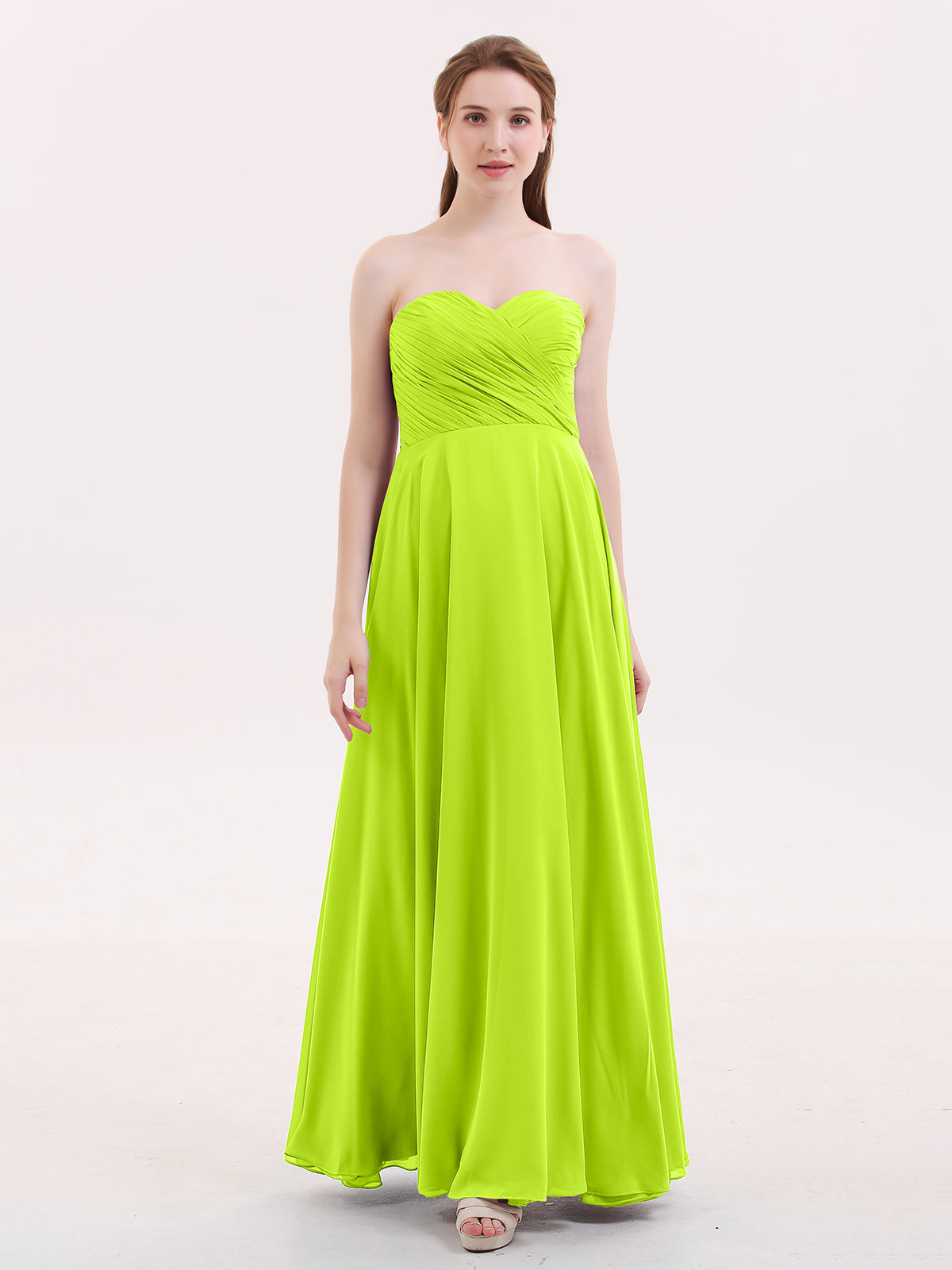 Strapless Sweetheart Maxi Bridesmaid Dress-Lime Green