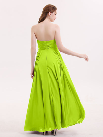 Strapless Sweetheart Maxi Bridesmaid Dress-Lime Green
