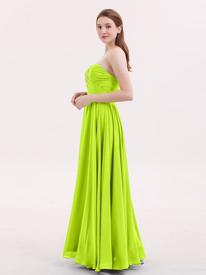 Strapless Sweetheart Maxi Bridesmaid Dress-Lime Green