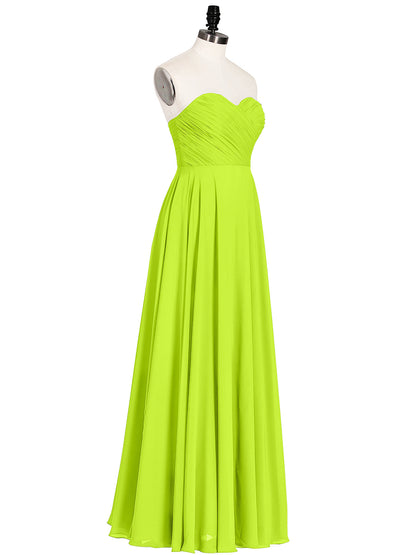 Strapless Sweetheart Maxi Bridesmaid Dress-Lime Green