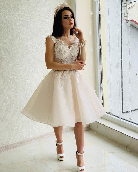 Short A-line Wedding Dresses Lace Appliques