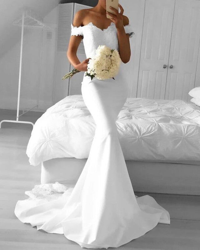Off The Shoulder Mermaid Evening Dresses Lace Appliques