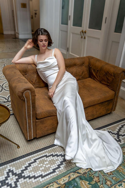 With Fit And Flare Silhouette And Covered Button Detail Optional Low Back With Or Without Cowl