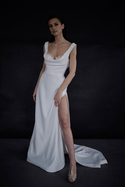 Wedding dress Embroidered corset dress Handmade bridal gown Open back dress with