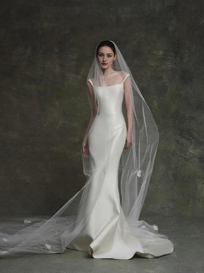 Simple and Elegant Satin Wedding Dress Evening Dress Party Dress