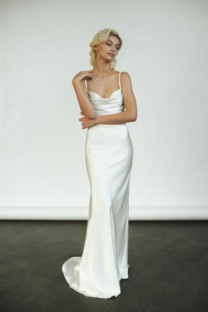 Slip wedding dress Bias cut satin wedding dress neckline wedding dress Beach wedding dress Summer bridal gown Satin slip gown