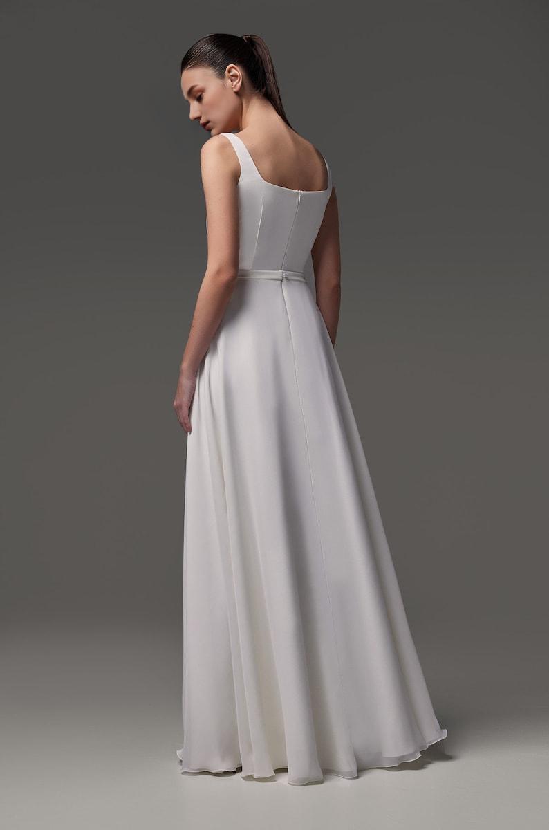 Modest wedding dress Simple wedding dress crepe wedding dress A-line silhouette square neckline