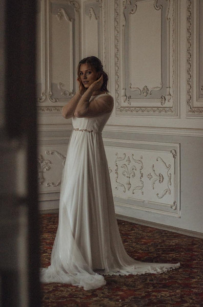 Floral Lace Wedding Gown White Wedding Dress Romantic Lace Bridal Dress Sweetheart Dress Off-the-shoulder wedding dress