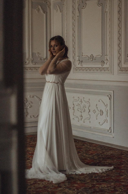 Floral Lace Wedding Gown White Wedding Dress Romantic Lace Bridal Dress Sweetheart Dress Off-the-shoulder wedding dress
