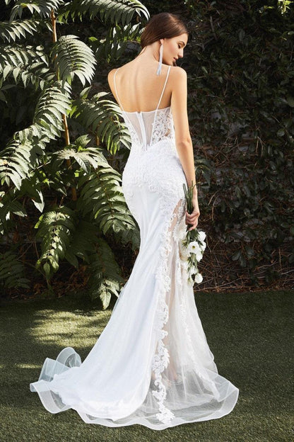 Lace Mermaid Wedding Dress Simple Boho Wedding Dress Sheer Reception Dress White Elopement Civil Ceremony Wedding Dress