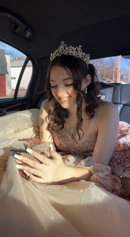 Princess Sparkly Sweet 16 Quinceanera Dress Sequin Applique Beaded Pageant Party Dress Mexican Girl Ball Gown cc1127