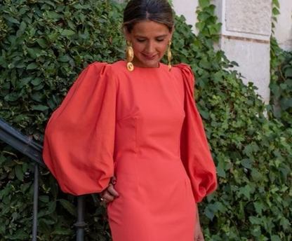 Simple Puff Sleeves Prom Dress For Women, Wedding Guest Outfit  cc577