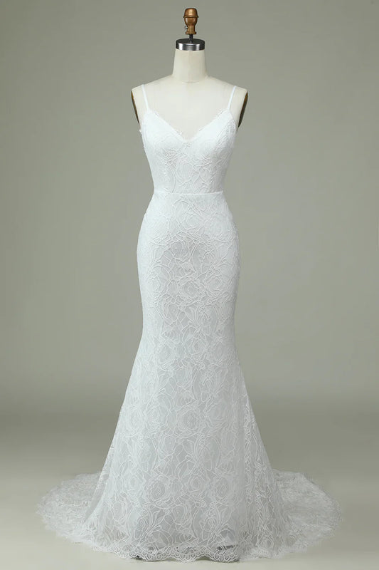 Aimishang Ivory Mermaid Lace Backless Wedding Dress