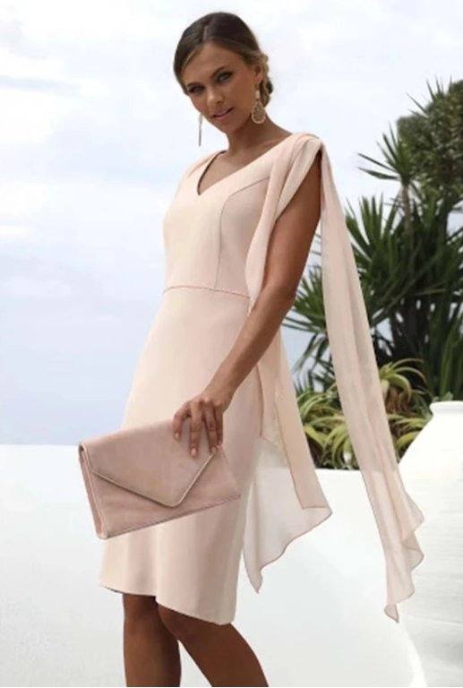 Plus Size Mother Of The Bride Dresses Sheath V-neck Knee Length Chiffon Backless Short Groom Mother Dresses For Wedding - RongMoon