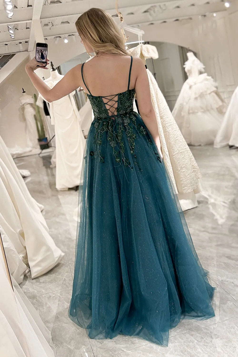Aimishang A-Line Spaghetti Straps Prom Dress With Slit And Beading