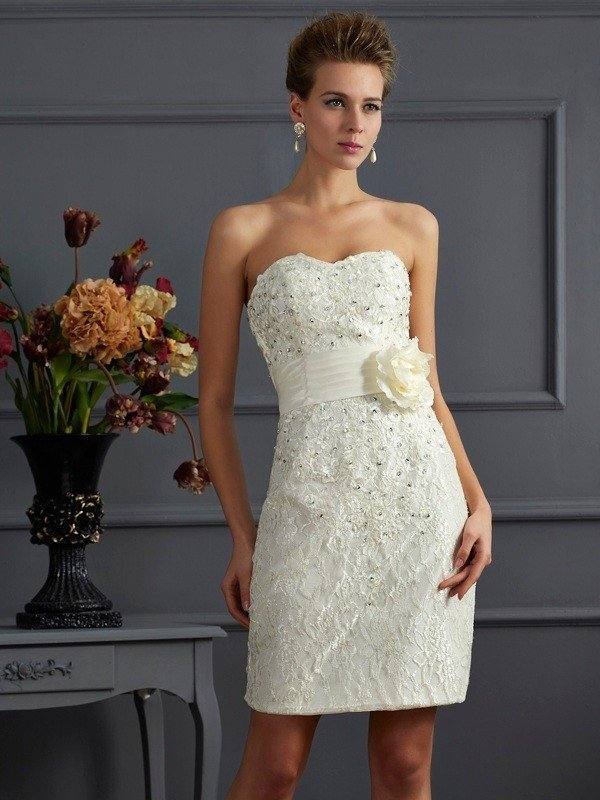 Sheath/Column Sweetheart Sleeveless Beading Short Taffeta Mother of the Bride Dresses - RongMoon