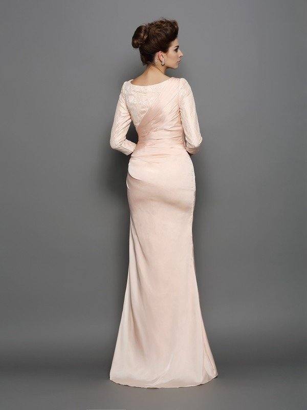 Trumpet/Mermaid Bateau Lace 3/4 Sleeves Long Chiffon Mother of the Bride Dresses - RongMoon