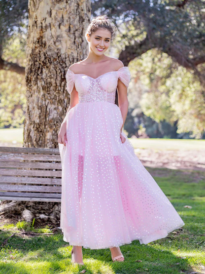 Aimishang Elegant Sweetheat Evening Dress Neck Maxi Length Tulle Prom Dress