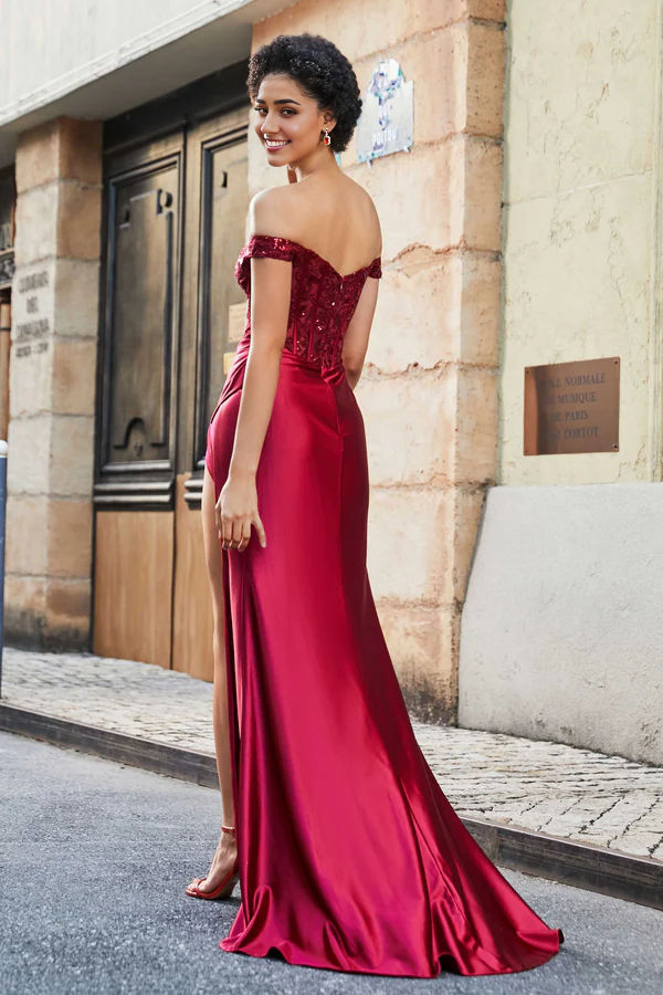 Aimishang Fashion Evening Dress Pleated Stretch Corset Bodice Satin Gown Prom Dresses