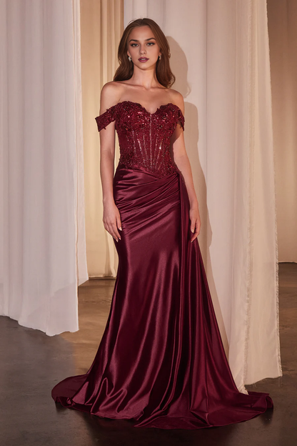 Aimishang Fashion Prom Dresses Applique Off Shoulder Slit Gown Evening Dress