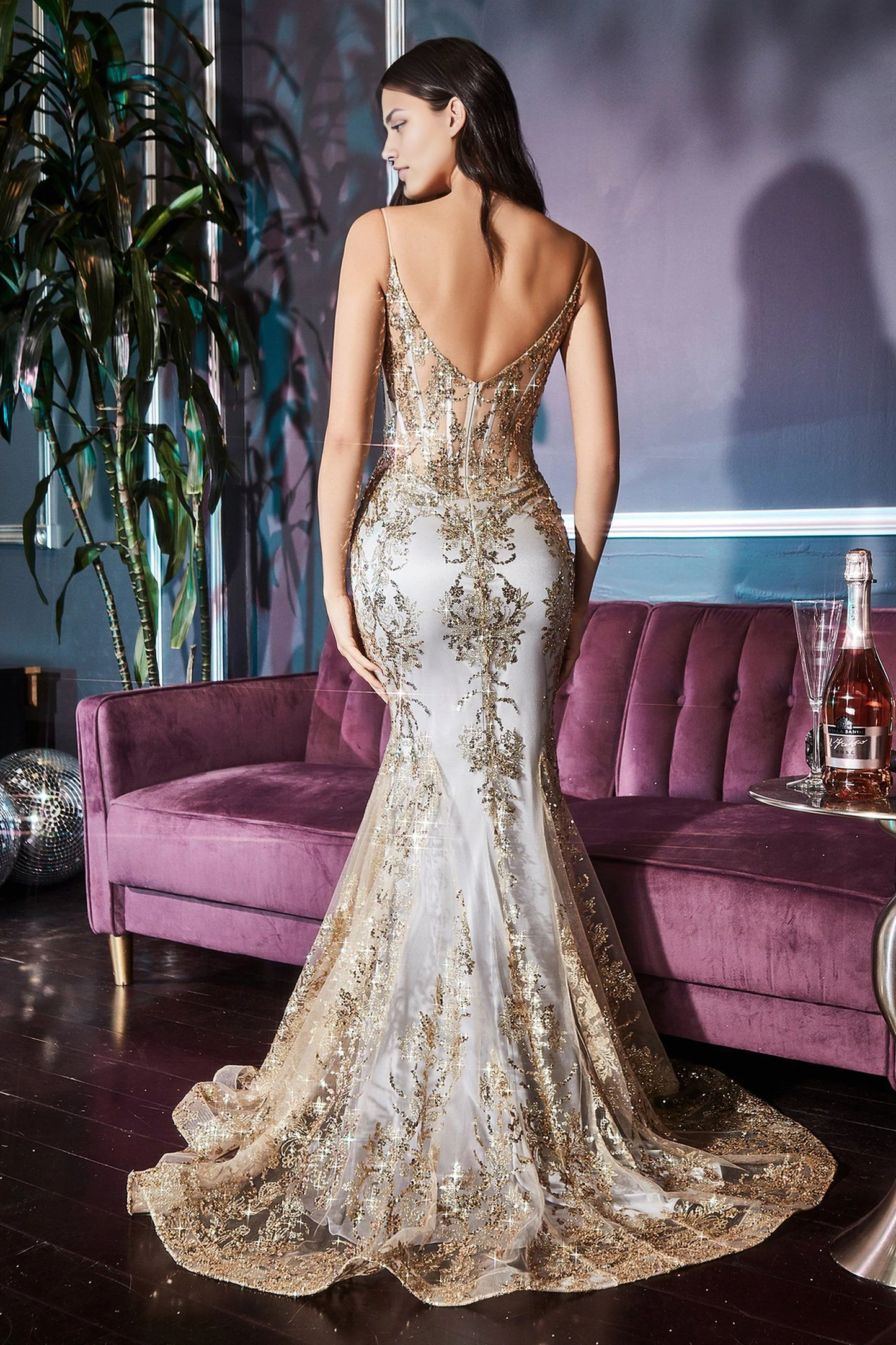 Aimishang Fashion Evening Dress Glitter Print Mermaid Dress Prom Dresses