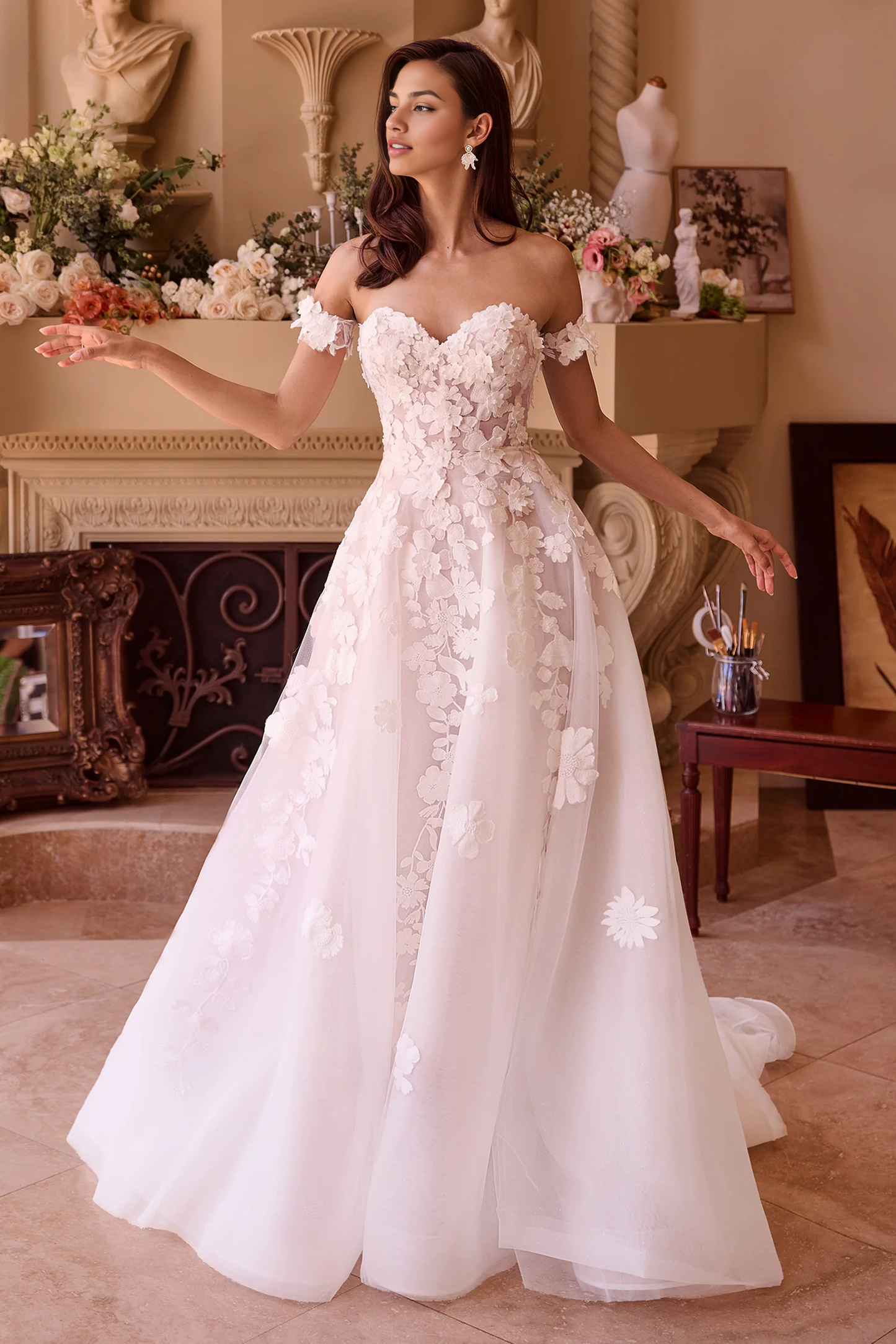 Aimishang Elegant Off White Prom Dresses Strapless Bridal Gown Wedding Dresses