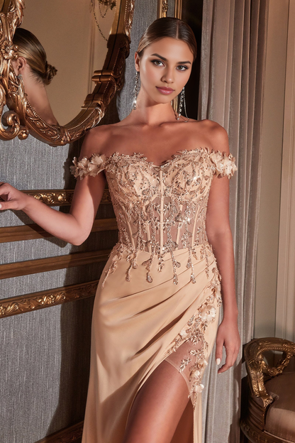 Aimishang Elegant Prom Dresses Fitted 3D Floral Corset Gown Evening Dress